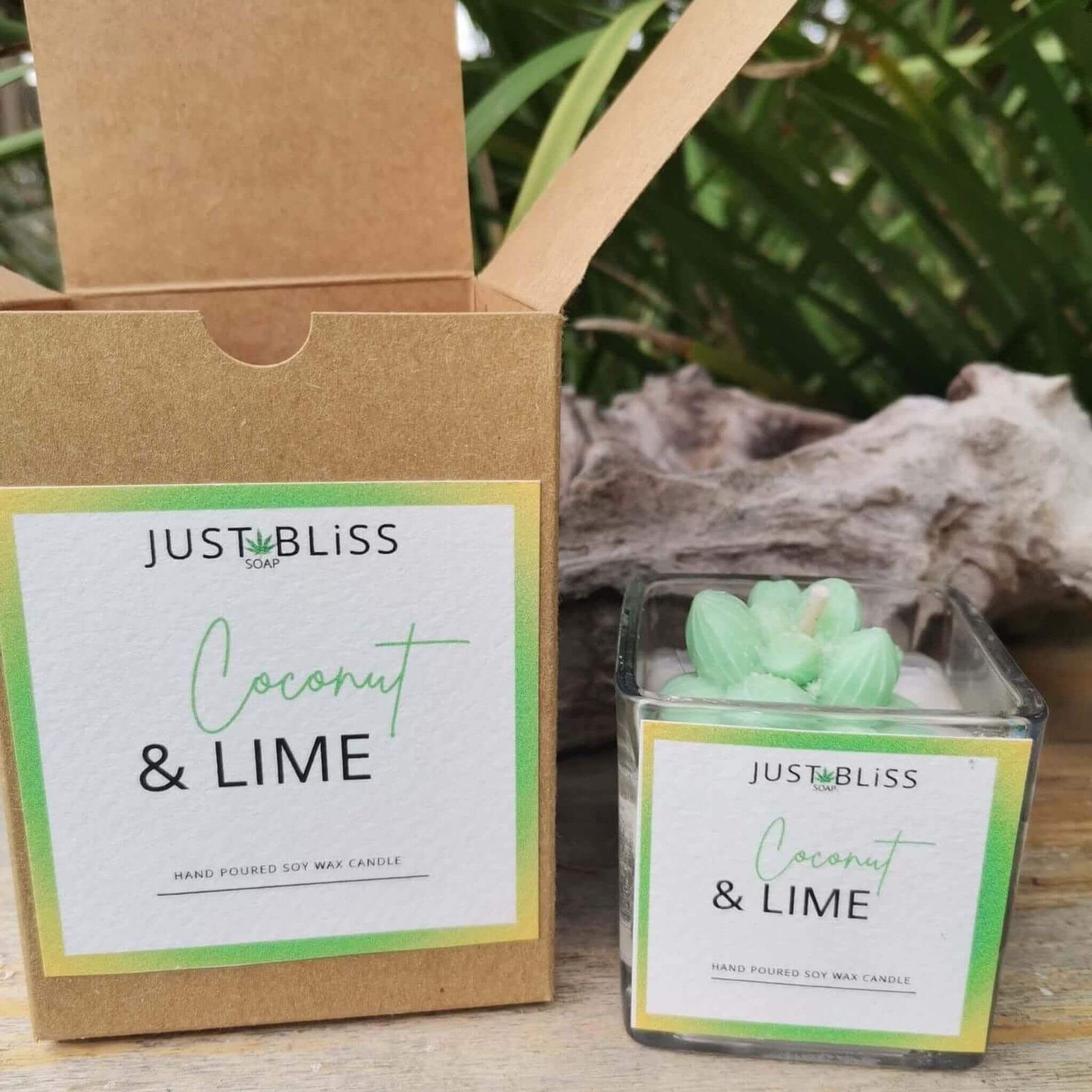 JUSTBLISS: cactus flower candle: coconut and lime (75g)