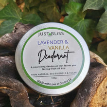 Load image into Gallery viewer, JUSTBLISS: DEODORANT: lavender and vanilla
