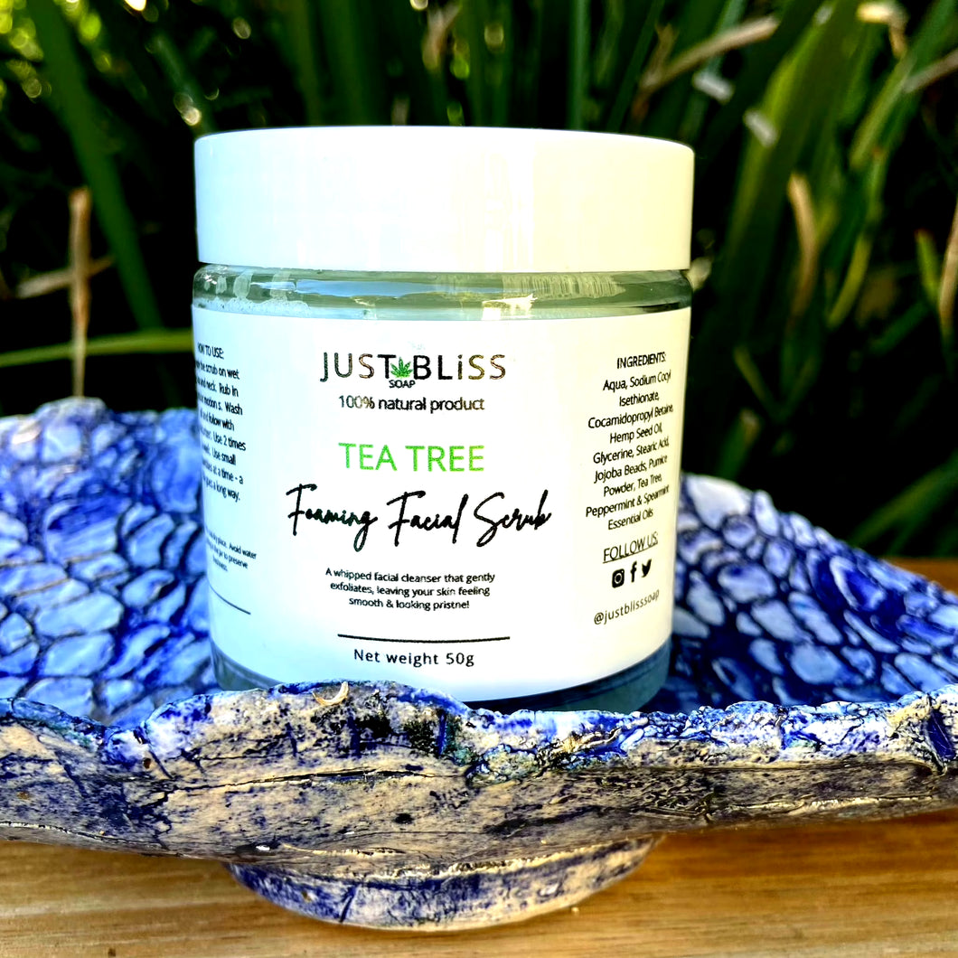 JUSTBLISS: FOAMING FACIAL SCRUB: Tea Tree