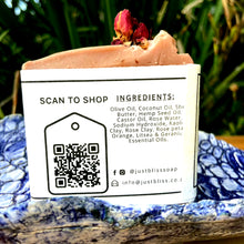 Load image into Gallery viewer, JUSTBLISS: SOAP BAR: ROSE GARDEN with Rose Clay &amp; Geranium.
