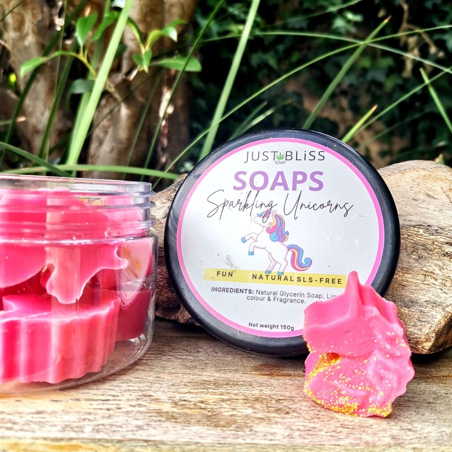JUSTBLISS: SOAP BAR: Sparkling Unicorns in a Jar (Glycerine) 